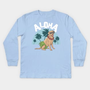 Cute Dog Lovers Labrador Aloha Hawaii Gift Kids Long Sleeve T-Shirt